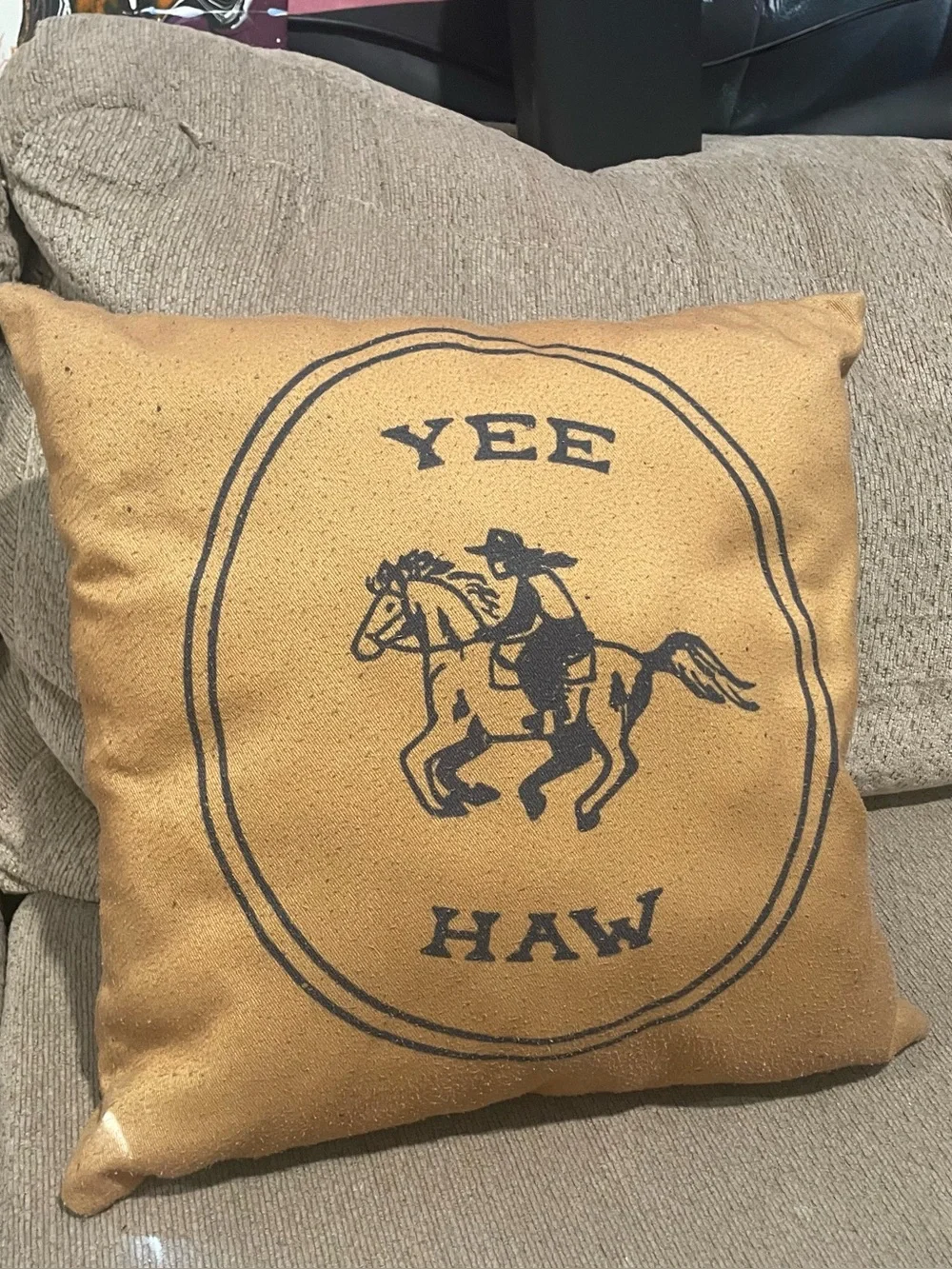 Yee Haw Society6  Gold /Dark Mustard/Custard Yellow Throw Pillow/ 12 X12